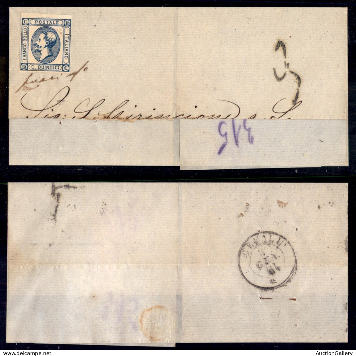Regno - Vittorio Emanuele II - Fuori Uso - 15 Cent Litografico (13) Non Annullato Su Testata Di Lettera Per Cefalù (arri - Altri & Non Classificati