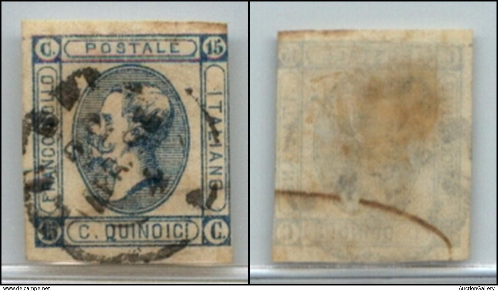 Regno - Vittorio Emanuele II - 1863 - 15 Cent Azzurro (13c + D) Ultima I Di Quindici Formata Da 3 Puntini E Linea Orizzo - Altri & Non Classificati