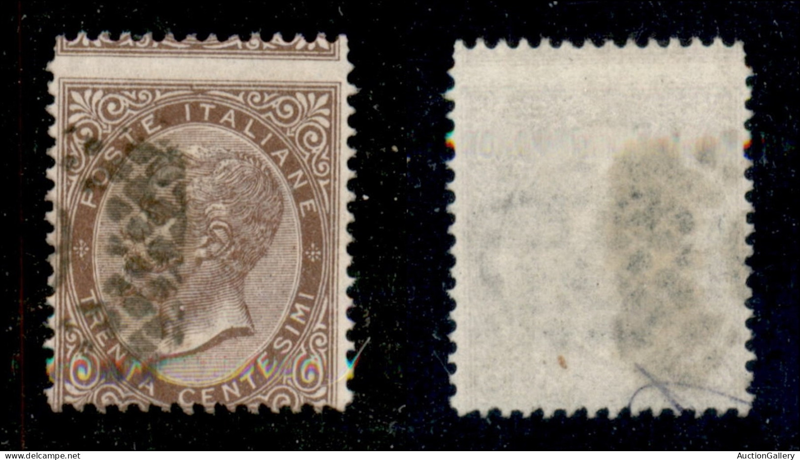 Regno - Vittorio Emanuele II - 1863 - 30 Cent Torino (T19 - Varietà Ga) Usato - Dentellatura Spostata In Alto - Non Cata - Altri & Non Classificati