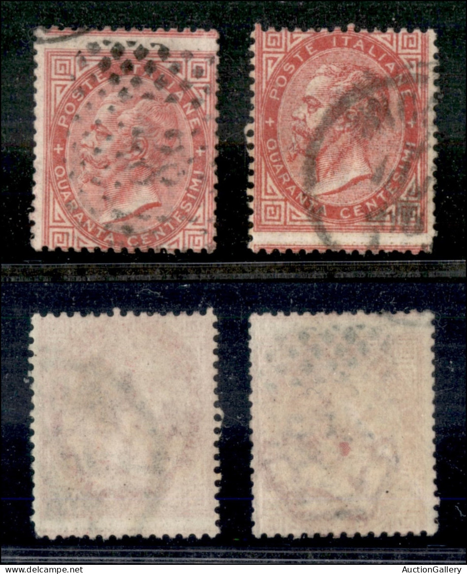 Regno - Vittorio Emanuele II - 1863 - Due 40 Cent (L20 + T20) Usati - Dentellature Spostate (1,5 Mm.) - Otros & Sin Clasificación