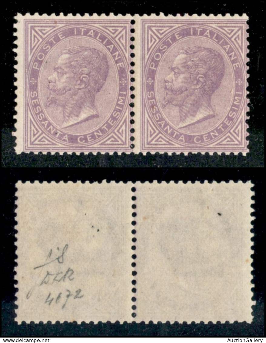 Regno - Vittorio Emanuele II - 1863 - 60 Cent De La Rue (L21) - Coppia Orizzontale - Gomma Integra - Fiecchi (1.000) - Andere & Zonder Classificatie