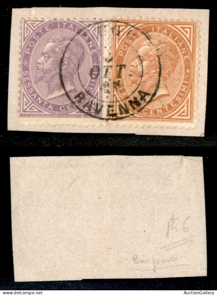 Regno - Vittorio Emanuele II - De La Rue - 60 Cent (L21) + 10 Cent (L17) Usati Su Frammento - Lugo 3.10.65 - Otros & Sin Clasificación