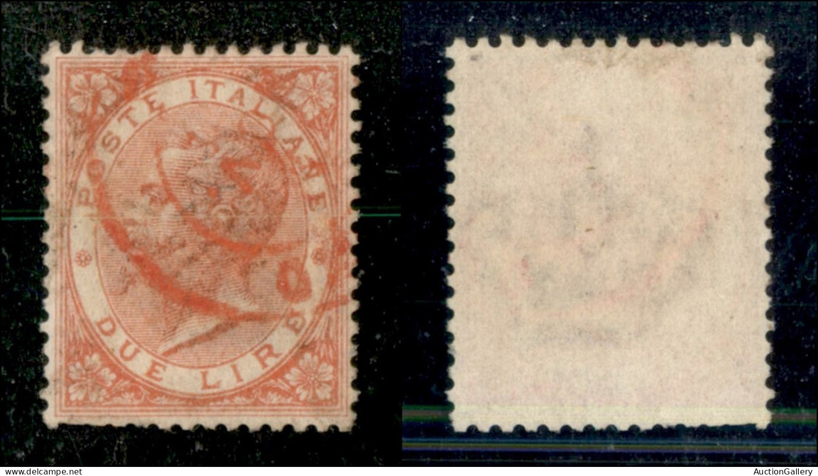 Regno - Vittorio Emanuele II - Milano (rosso – Punti 10) – 2 Lire De La Rue (L22) – Dentellatura Carente In Basso - Autres & Non Classés