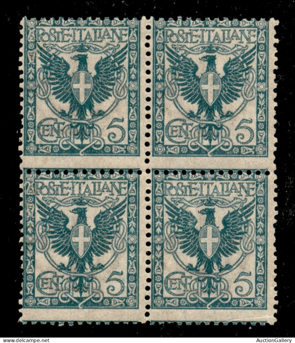 Regno - Vittorio Emanuele III - 1901 - 5 Cent Floreale (70) In Quartina - Gomma Integra (2.200+) - Other & Unclassified