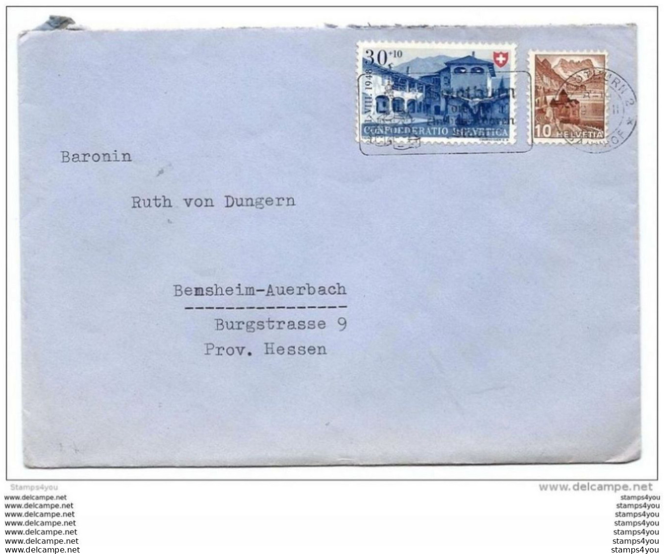 33-83 - Enveloppe Envoyée De Solothurn En Allemagne 1948 - Covers & Documents