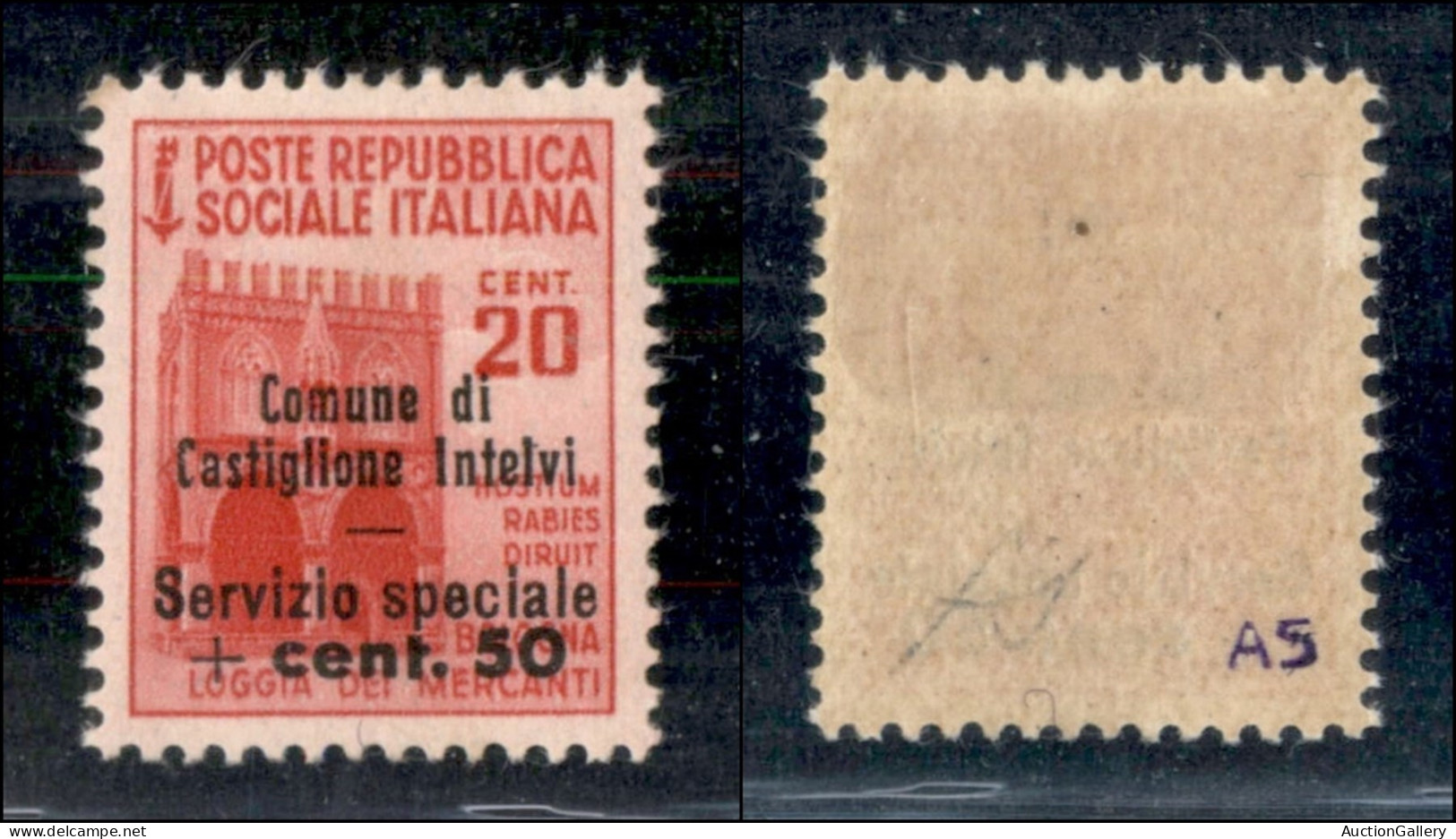 Emissioni Locali - Castiglione D'Intelvi - 1945 - 50 Cent Su 20 Cent (3) - Gomma Integra - Andere & Zonder Classificatie