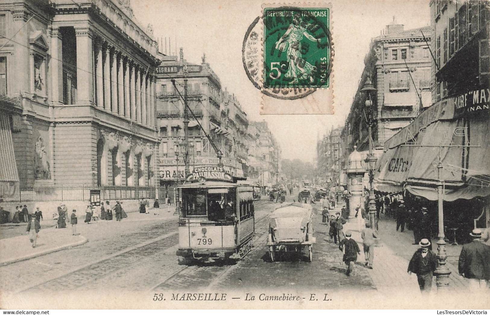 FRANCE - Marseille - La Cannebière - EL - Chocolats - Tramway - Carte Postale Ancienne - Canebière, Stadtzentrum