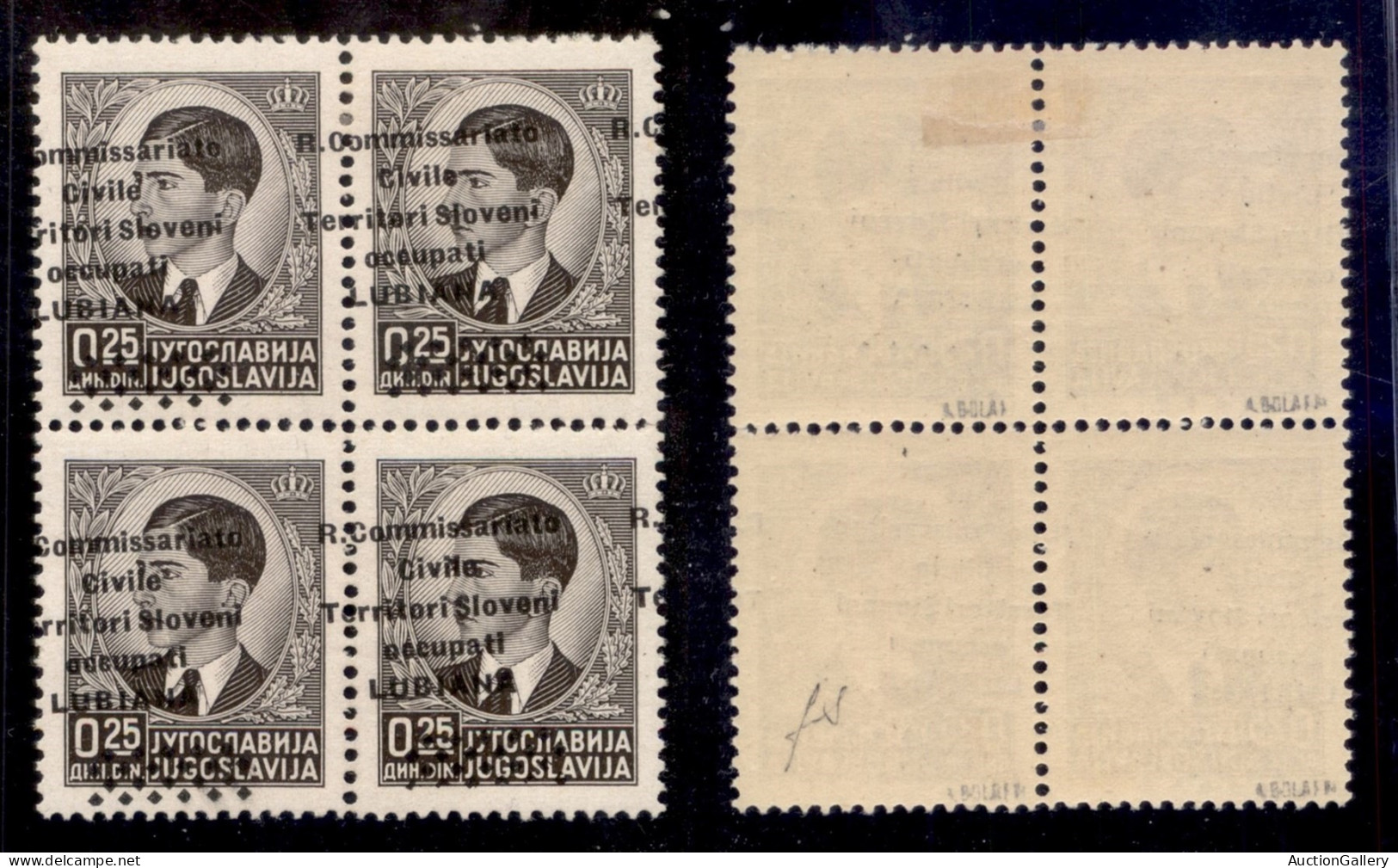 Occupazioni II Guerra Mondiale - Lubiana - 1941 - 25 Para (18d) - Quartina Con Soprastampe Oblique - Gomma Originale (in - Otros & Sin Clasificación