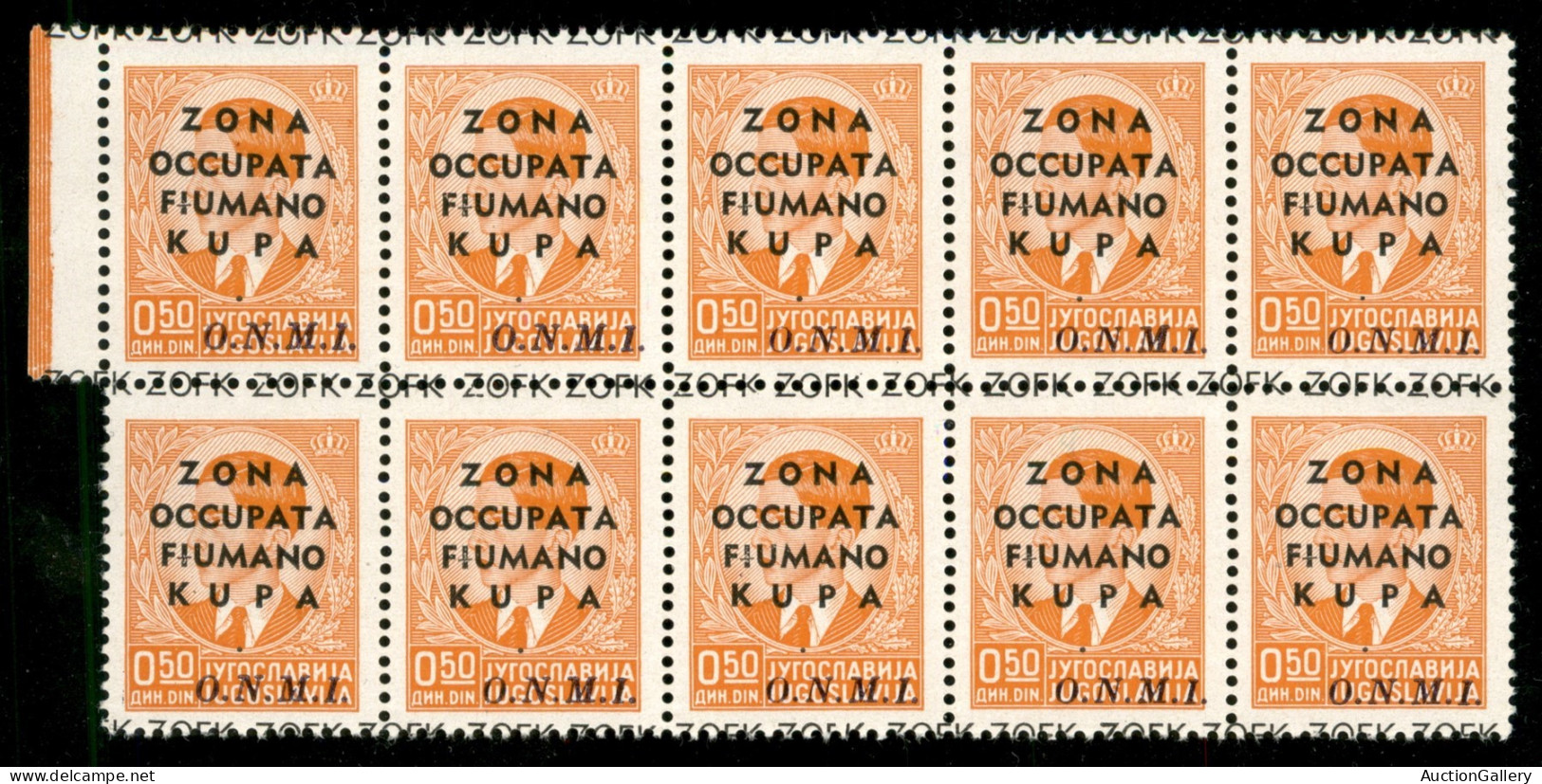 Occupazioni II Guerra Mondiale - Zona Fiumano Kupa - 1941 - 50 Para (2) - Blocco Di 10 - Gomma Integra - Autres & Non Classés