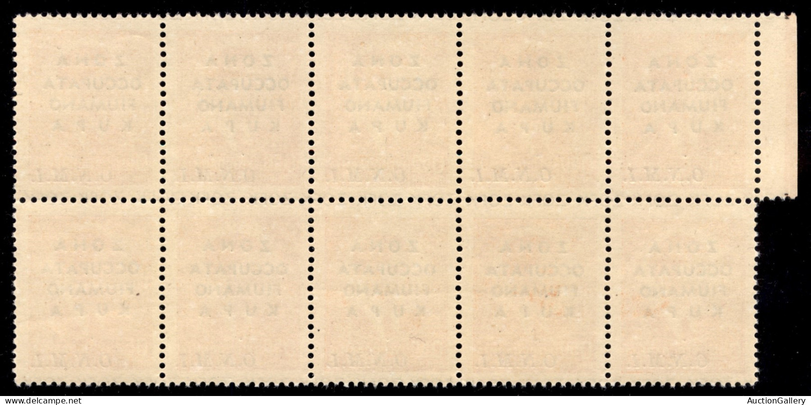 Occupazioni II Guerra Mondiale - Zona Fiumano Kupa - 1941 - 50 Para (2) - Blocco Di 10 - Gomma Integra - Autres & Non Classés