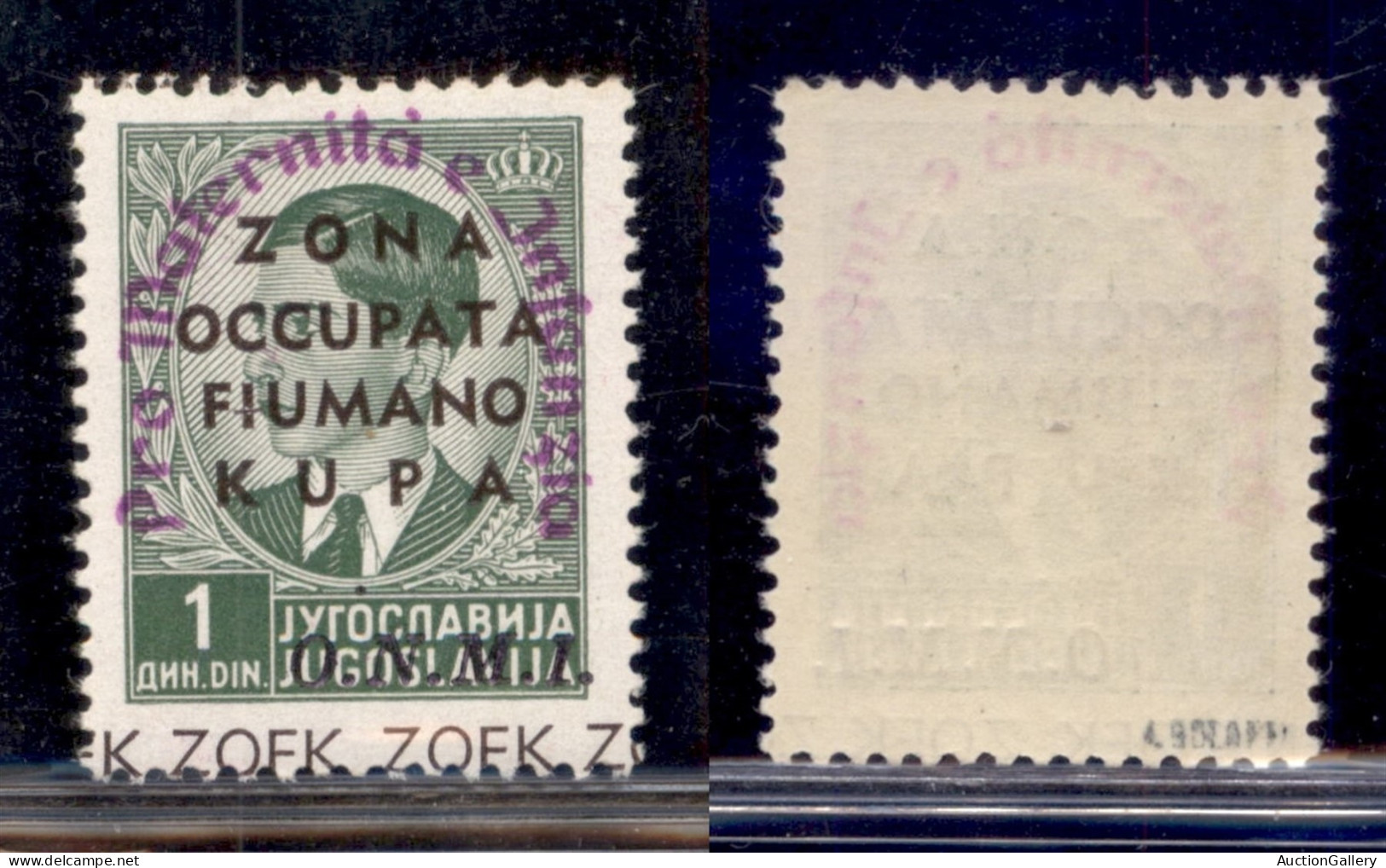 Occupazioni II Guerra Mondiale - Zona Fiumano Kupa - 1942 - 1 Din (37da) Con Diciture Marginali Solo In Basso - Gomma In - Sonstige & Ohne Zuordnung