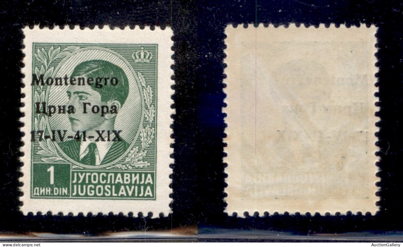 Occupazioni II Guerra Mondiale - Montenegro - 1941 - 1 Din (2i + Errore N) - Soprastampa A Sinistra + M Grassetto - Gomm - Andere & Zonder Classificatie