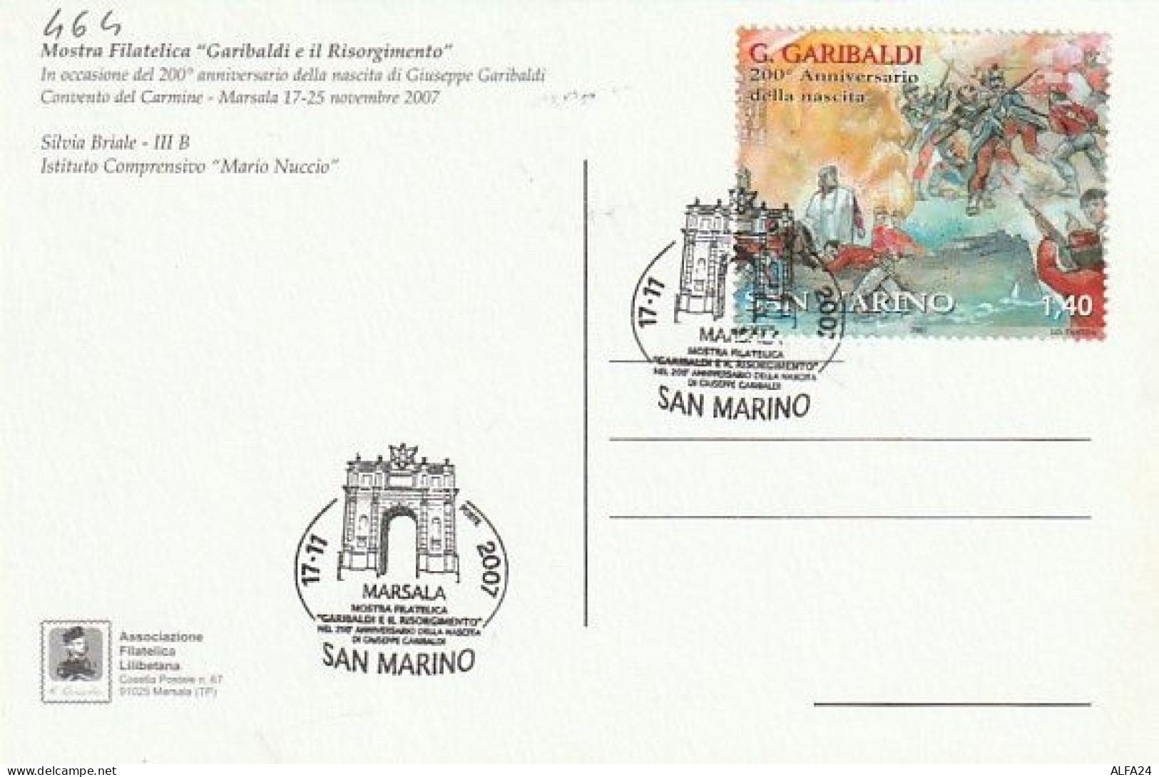 MAXIMUM CARD GARIBALDI  2007 SAN MARINO (MCX464 - Variétés Et Curiosités