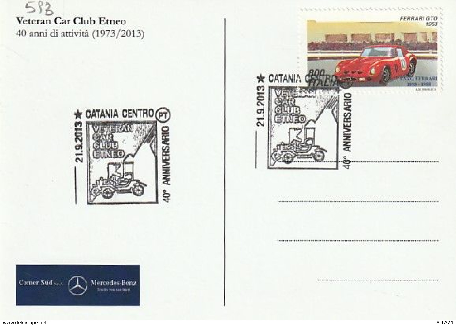 MAXIMUM CARD VETERANI CAR CLUB ETNEO 2013  (MCX593 - Maximum Cards