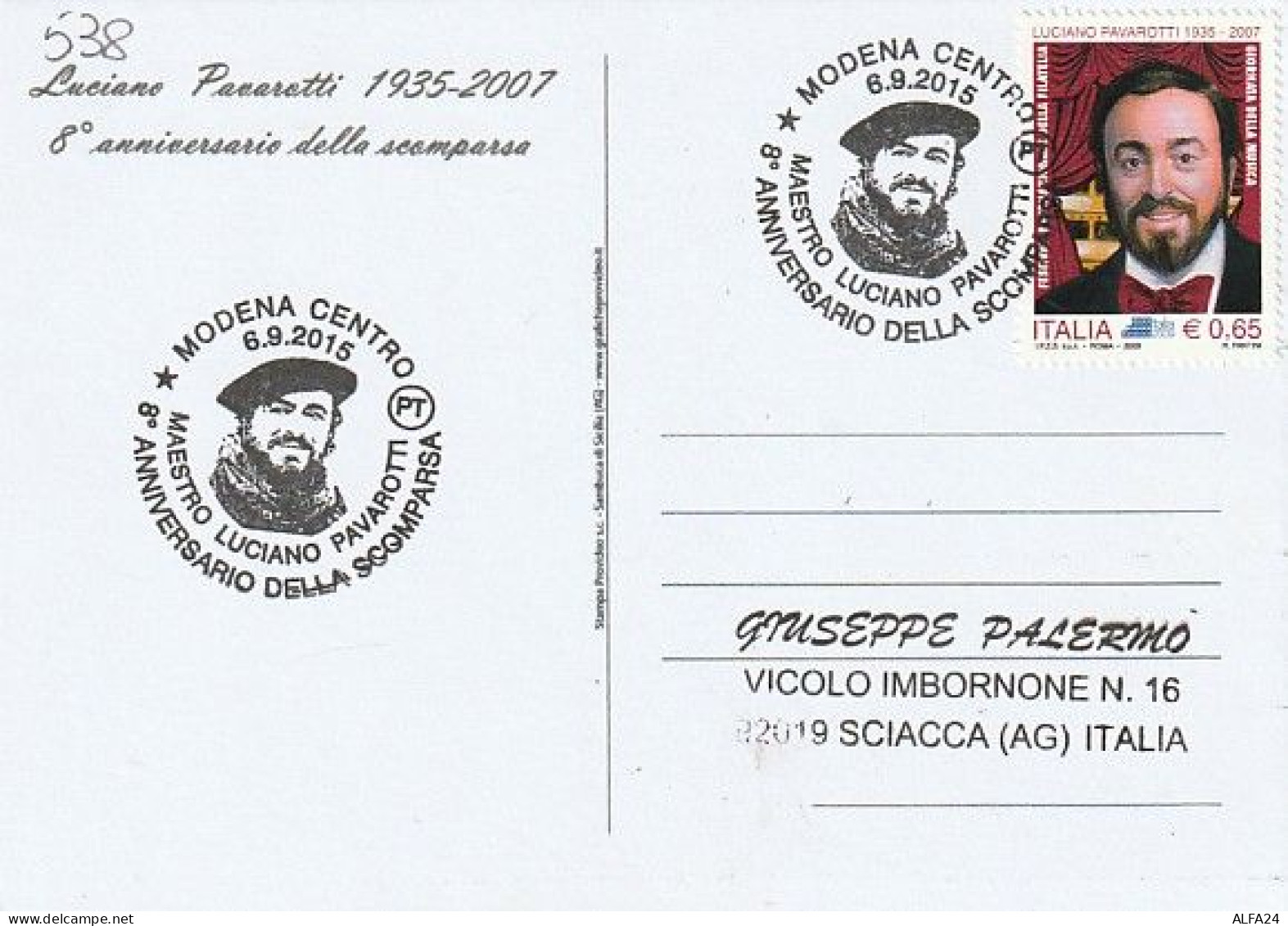 MAXIMUM CARD PAVAROTTI 2015  (MCX538 - Maximumkaarten