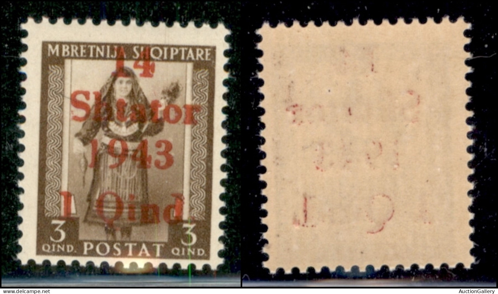 Occupazioni Straniere Di Territori Italiani - Occupazione Tedesca - Albania - 1943 - 1 Qind Su 3 (1d) - Soprastampa In A - Altri & Non Classificati