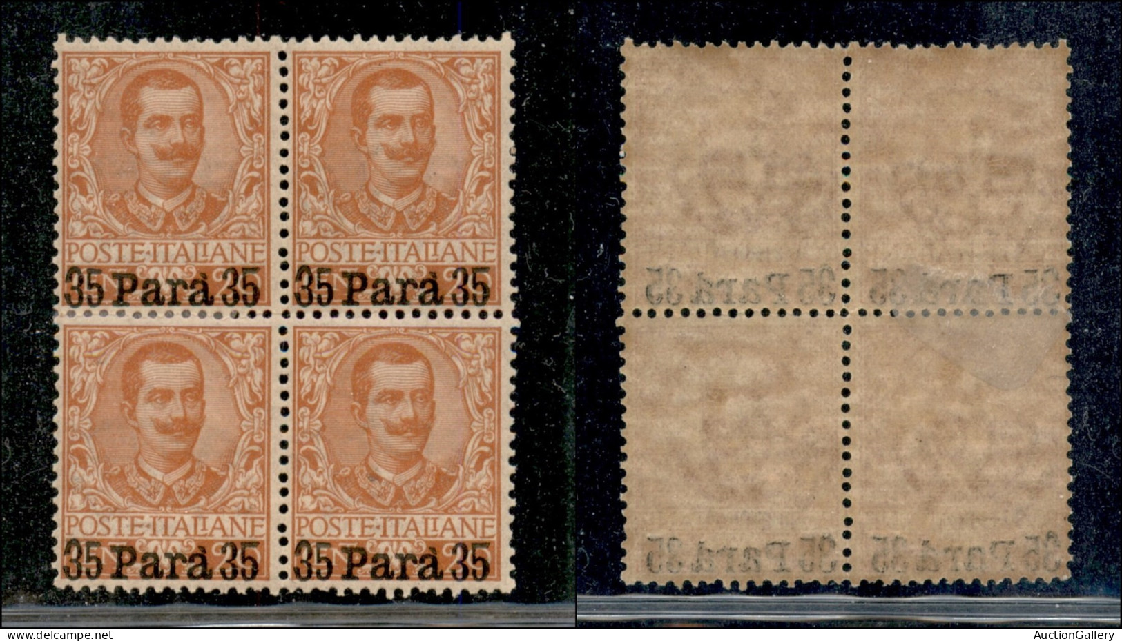 Uffici Postali All'Estero - Levante - Albania - 1902 - 35 Para Su 20 Cent Floreale (5) In Quartina Con Gomma Originale ( - Altri & Non Classificati