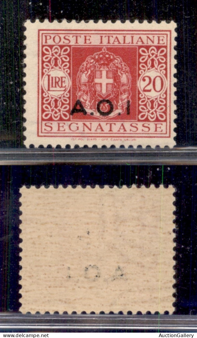 Colonie - Africa Orientale Italiana - 1939 - Segnatasse - 20 Lire (13a) Senza Punto Dopo I - Gomma Integra (180) - Other & Unclassified