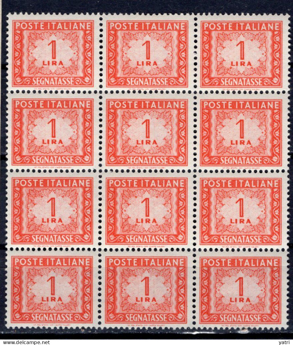 Italia (1947) - Segnatasse 1 Lira, Fil. Ruota 1° Tipo, Posizione SA ** - Postage Due