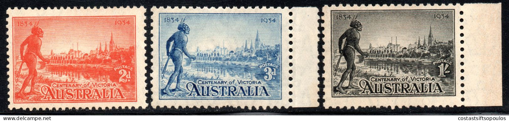 2347. AUSTRALIA 1934 SG 147-149 MNH. 149 1/- BICOLOURED GUM - Neufs