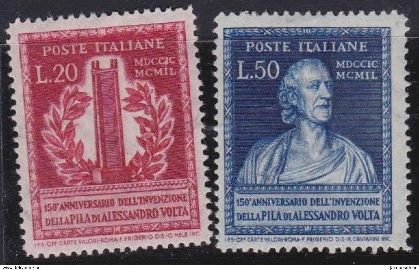 Italy   .  Y&T   .     549/550  (2 Scans)       .    **         .    MNH - 1946-60: Neufs