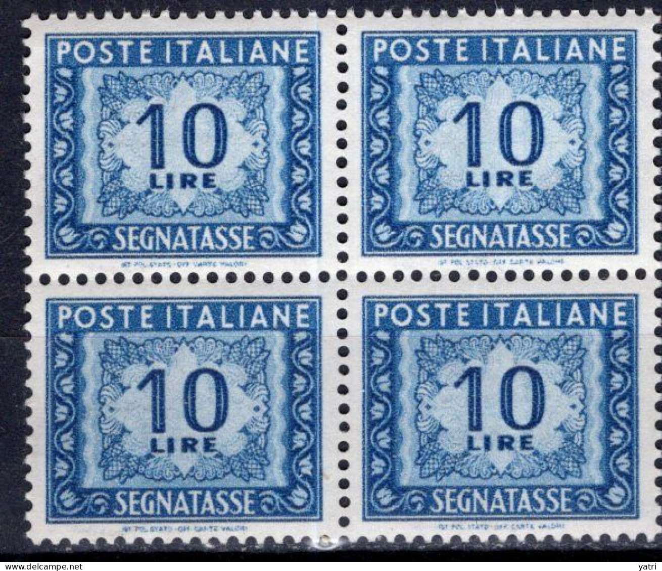 Italia (1952) - Segnatasse 10 Lire, Fil. Ruota 3° Tipo, Posizione SA ** - Postage Due