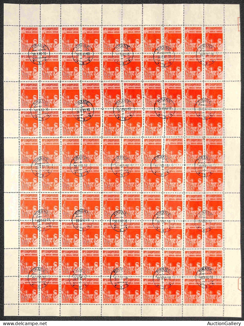 EUROPA - ALBANIA - 1959 - Attività (582A/585A) - serie completa in fogli di 100 - usati (800+)