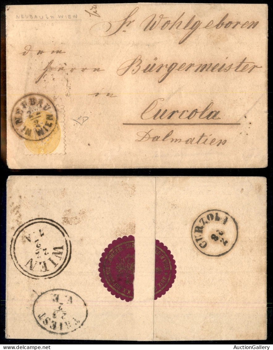 EUROPA - AUSTRIA - 2 Kreuzer (Unif. 27) Isolato Su Involucro Da Neubau Per Curzola Del 22.2.65 - Diena - Otros & Sin Clasificación