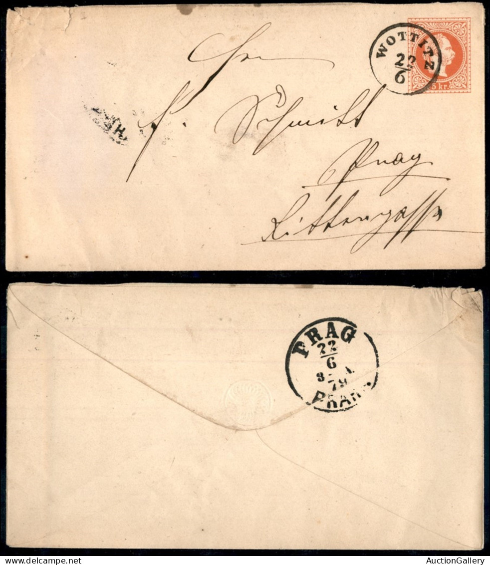 EUROPA - AUSTRIA - 1879 - Intero Postale 5 Kreuzer Da Wottitz A Parigi - Andere & Zonder Classificatie