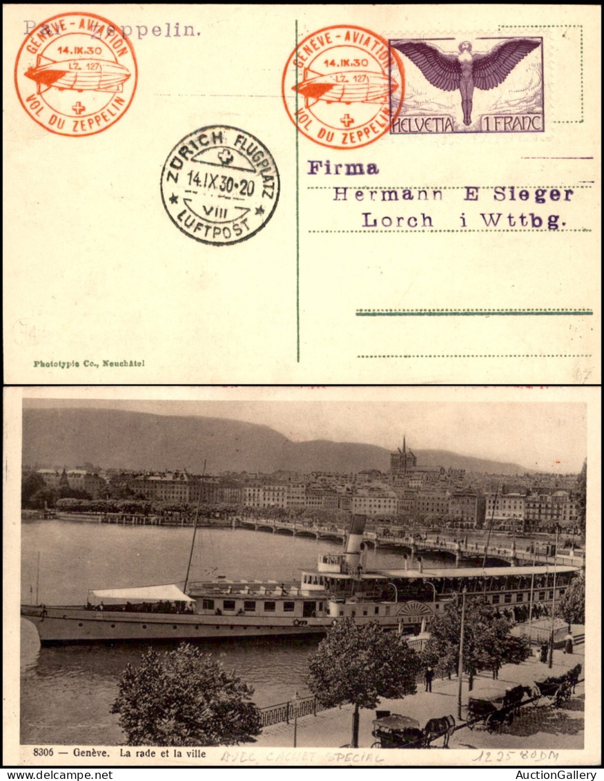 EUROPA - SVIZZERA - 1930 (14 Settembre) - Geneve Aviation/Vol Du Zeppelin - Aerogramma Per Lorch - Otros & Sin Clasificación