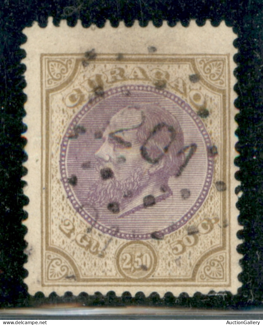 OLTREMARE - ANTILLE OLANDESI - Curacao - 1879 - 2,50 G Guglielmo III (13a) - Usato - Autres & Non Classés