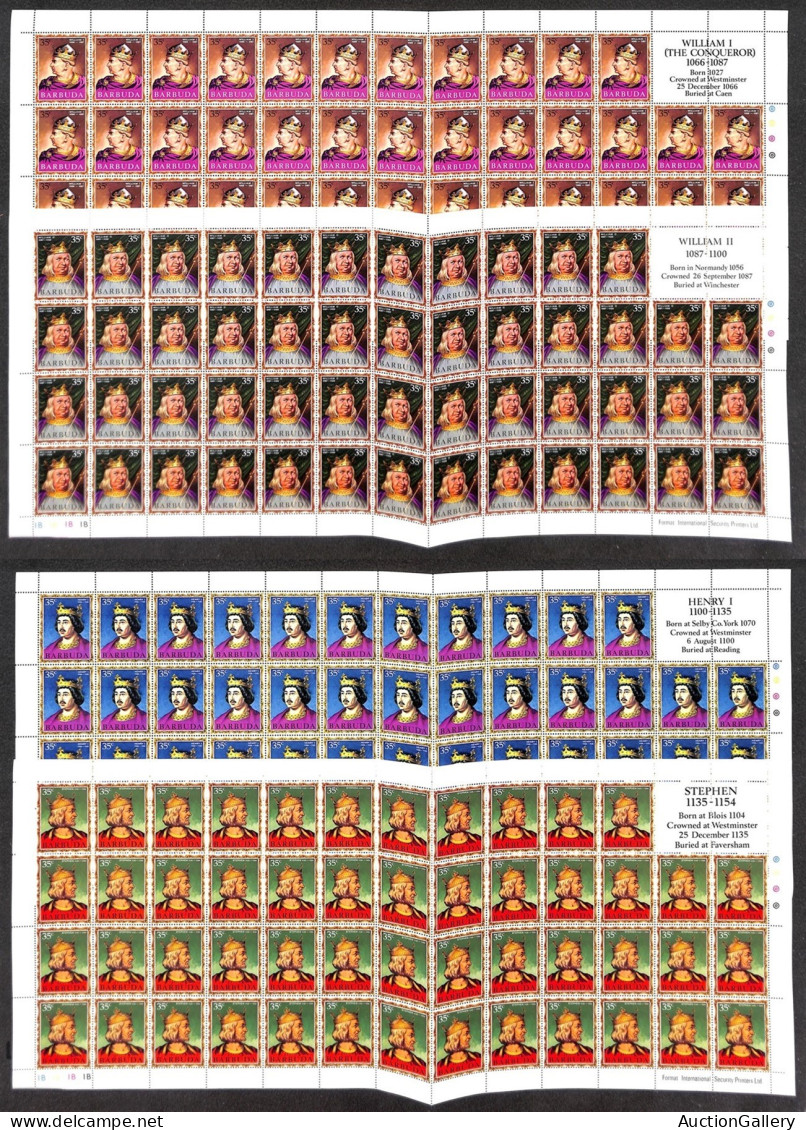 OLTREMARE - BARBUDA - 1970 - Re E Regine "1" (42/49) - Serie Completa Di 8 Valori In Fogli Da 50 Valori - Gomma Integra  - Sonstige & Ohne Zuordnung