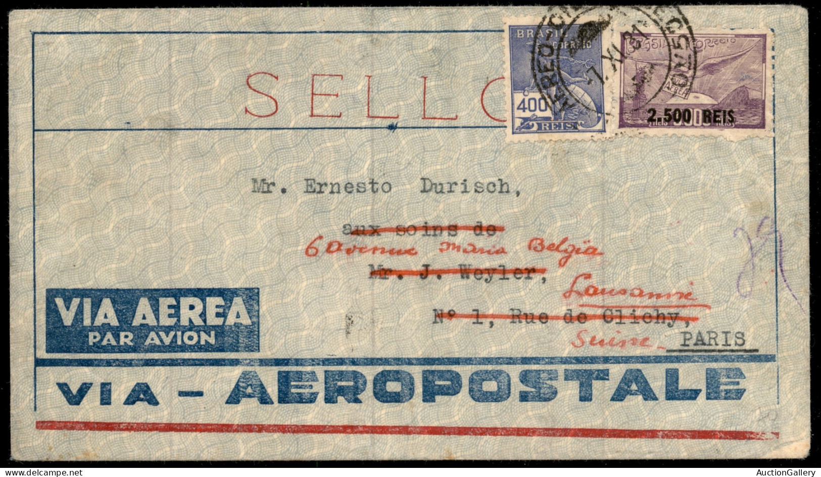 OLTREMARE - BRASILE - 1931 (7 Novembre) - Aerogramma Da Rio A Parigi Inoltrato A Losanna - Autres & Non Classés