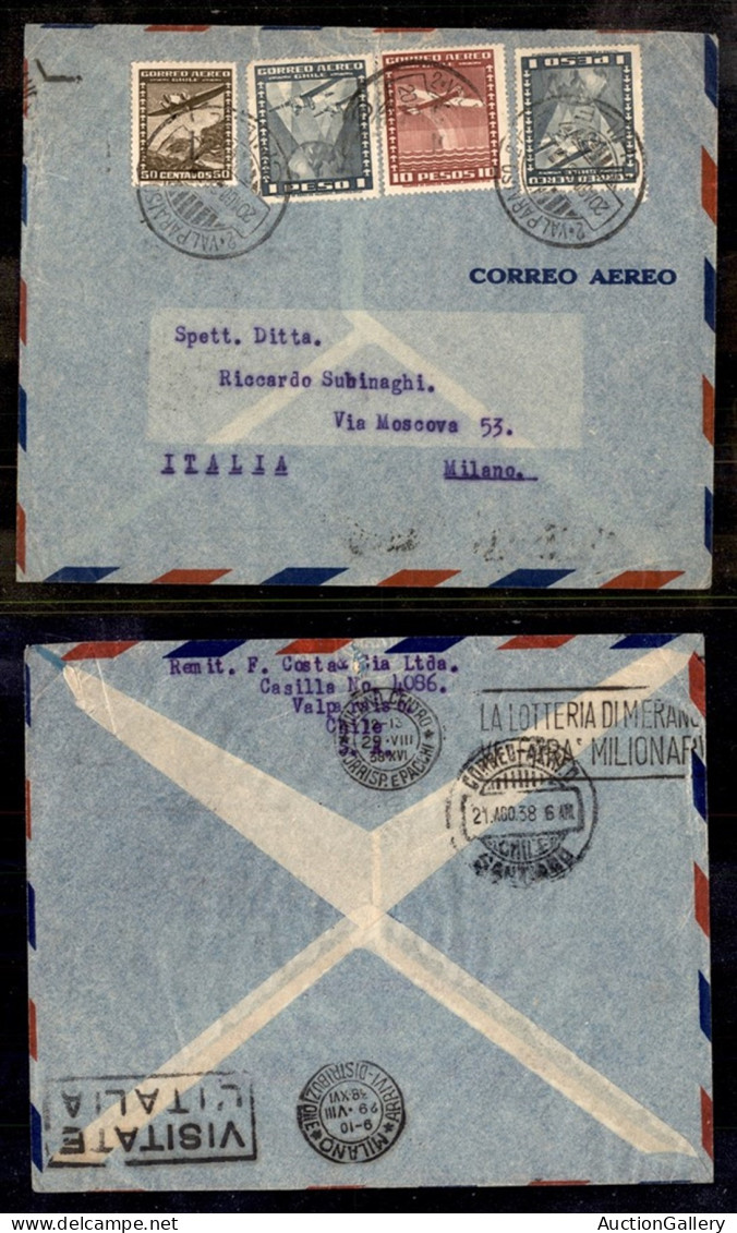OLTREMARE - CILE - 1938 – Aerogramma Da Valparaiso A Milano - Andere & Zonder Classificatie