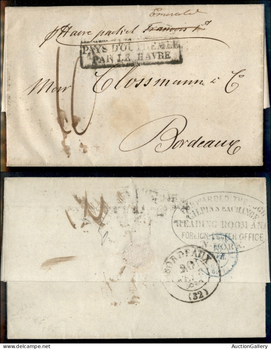 OLTREMARE - STATI UNITI D'AMERICA - Forwarded - Lettera Da New York A Bordeaux Del 24.1.1839 - Sonstige & Ohne Zuordnung