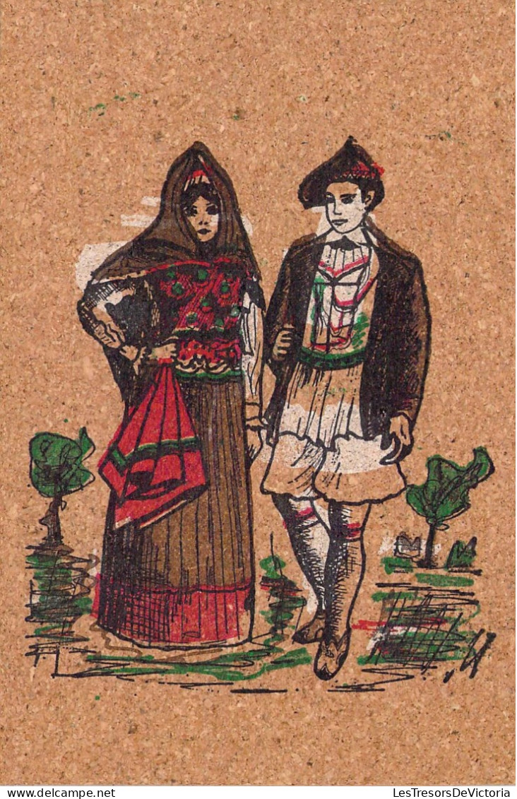 Carte En Liège - Gravure Couleur - Folklore - Costumes  Portugais - People