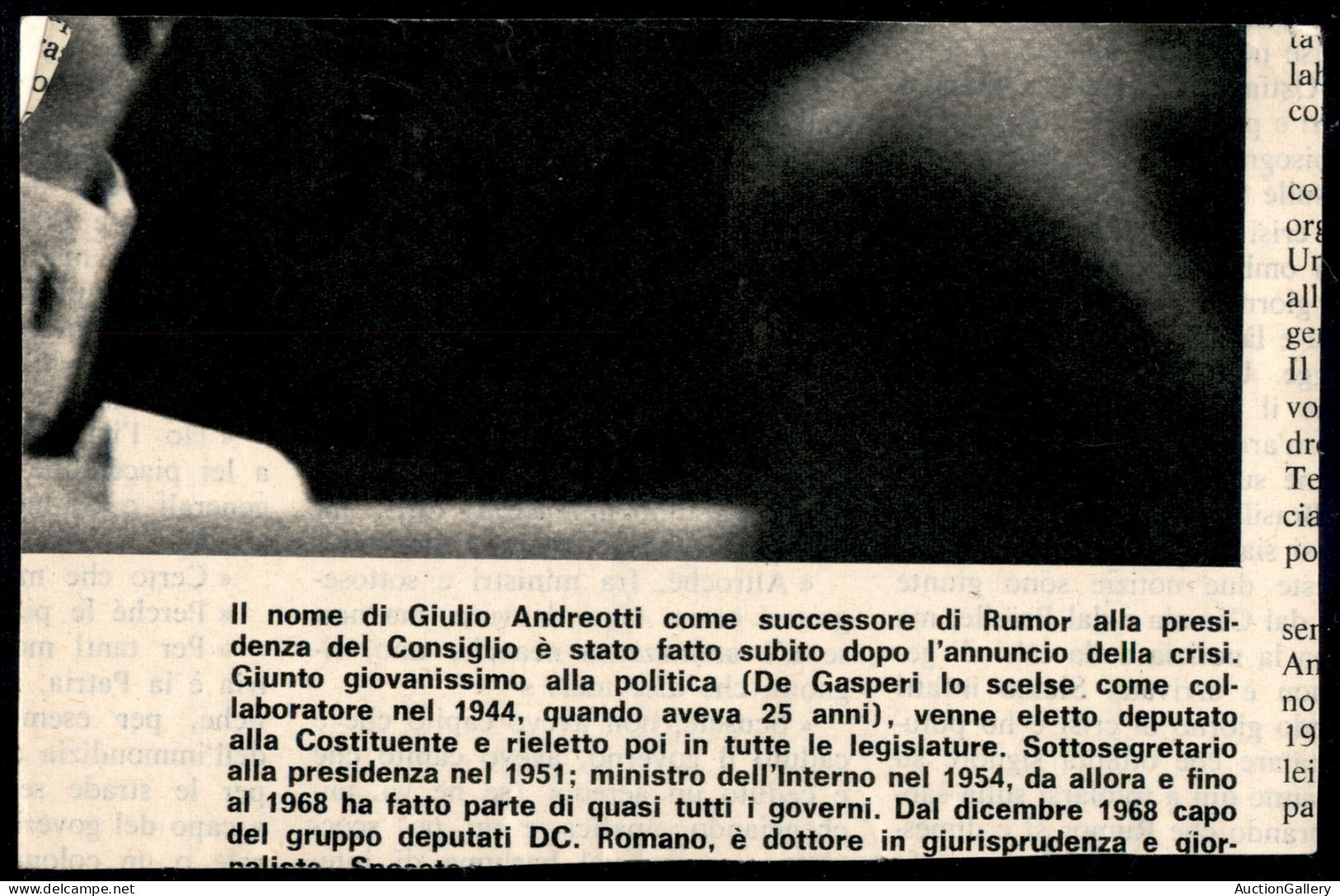 AUTOGRAFI - Andreotti Giulio (politico) - Autografo (F - C) Su Cartolina Del 1970 - Otros & Sin Clasificación