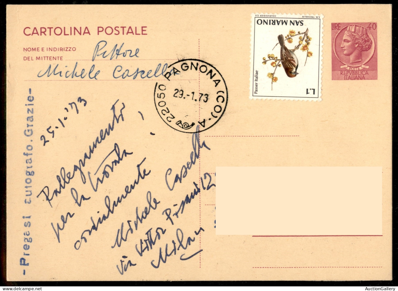 AUTOGRAFI - Cascella Michele (pittore) - Autografo (F - 1) Con Saluti Cordiali Su Cartolina Postale Del 1973 - Altri & Non Classificati