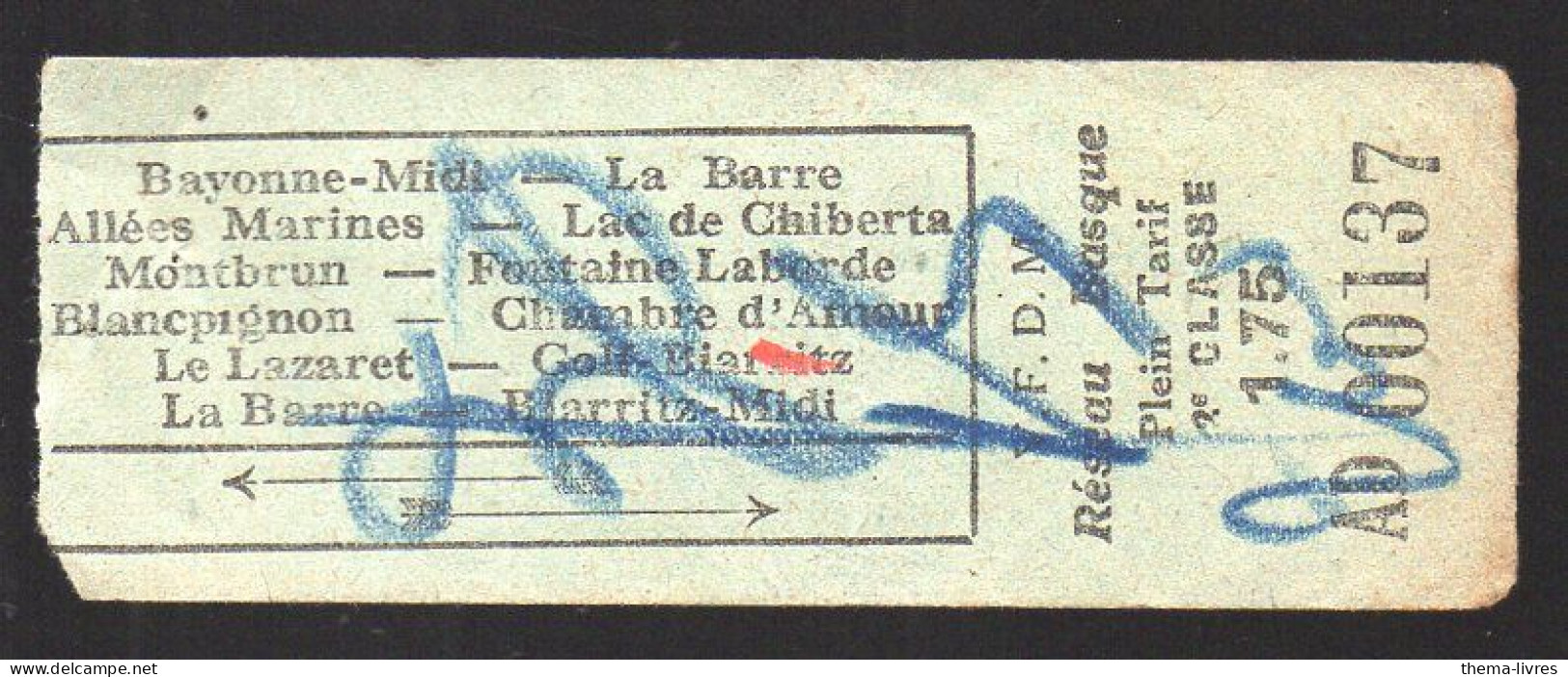 Bayonne  Ticket Plein Tarif  RESEAU BASQUE   (PPP46060 / B)) - Europa