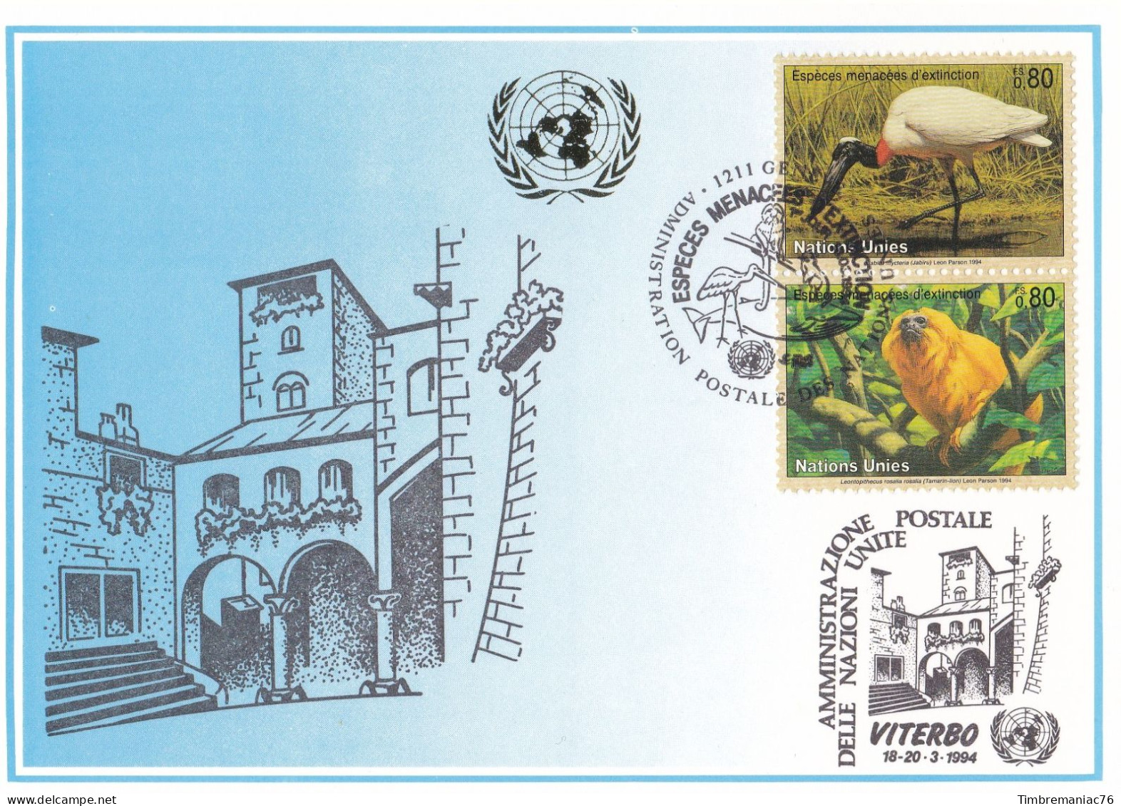 Nations Unies Genève. Carte Postale 1994 YT 266 268 1er Jour - Tarjetas – Máxima