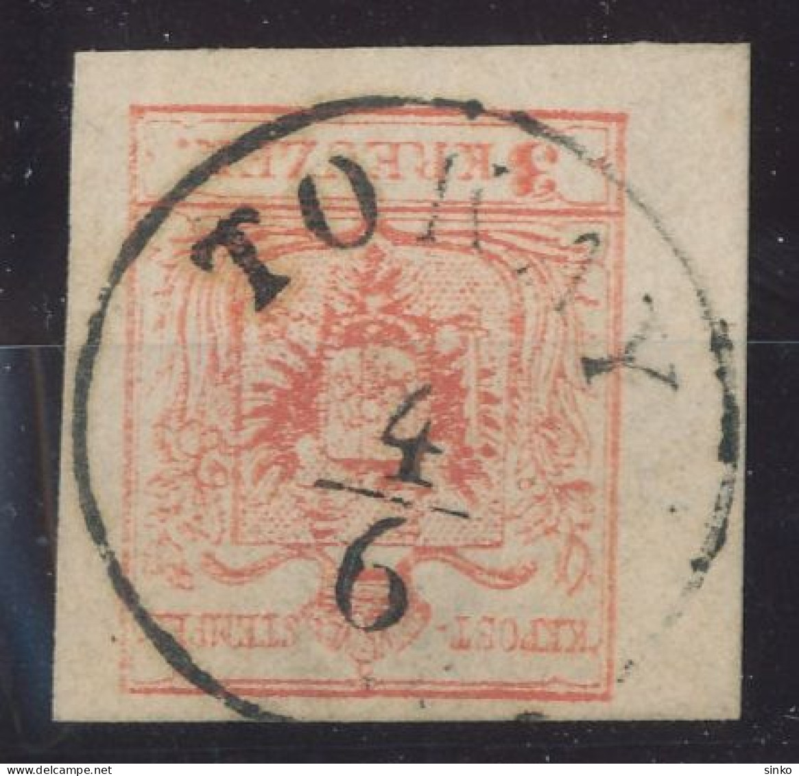 1850. Typography 3kr, TOKAY - ...-1867 Prephilately