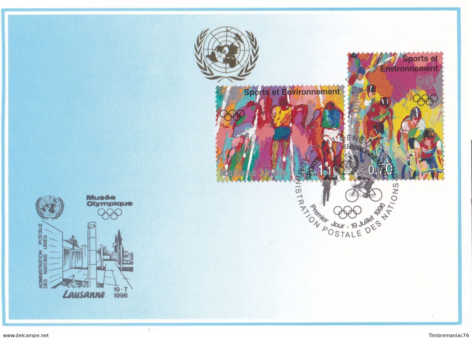 Nations Unies Genève. Carte Postale 1996 YT 317-318 1er Jour - Cartoline Maximum