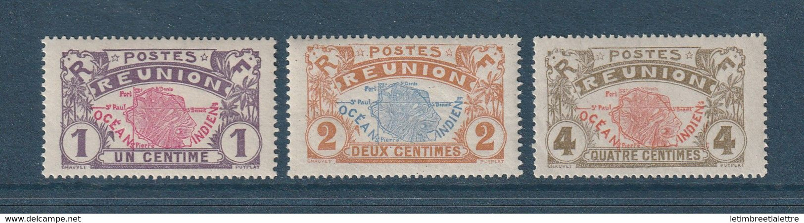 Réunion - YT N° 56 à 58 ** - Neuf Sans Charnière - 1907 1917 - Neufs