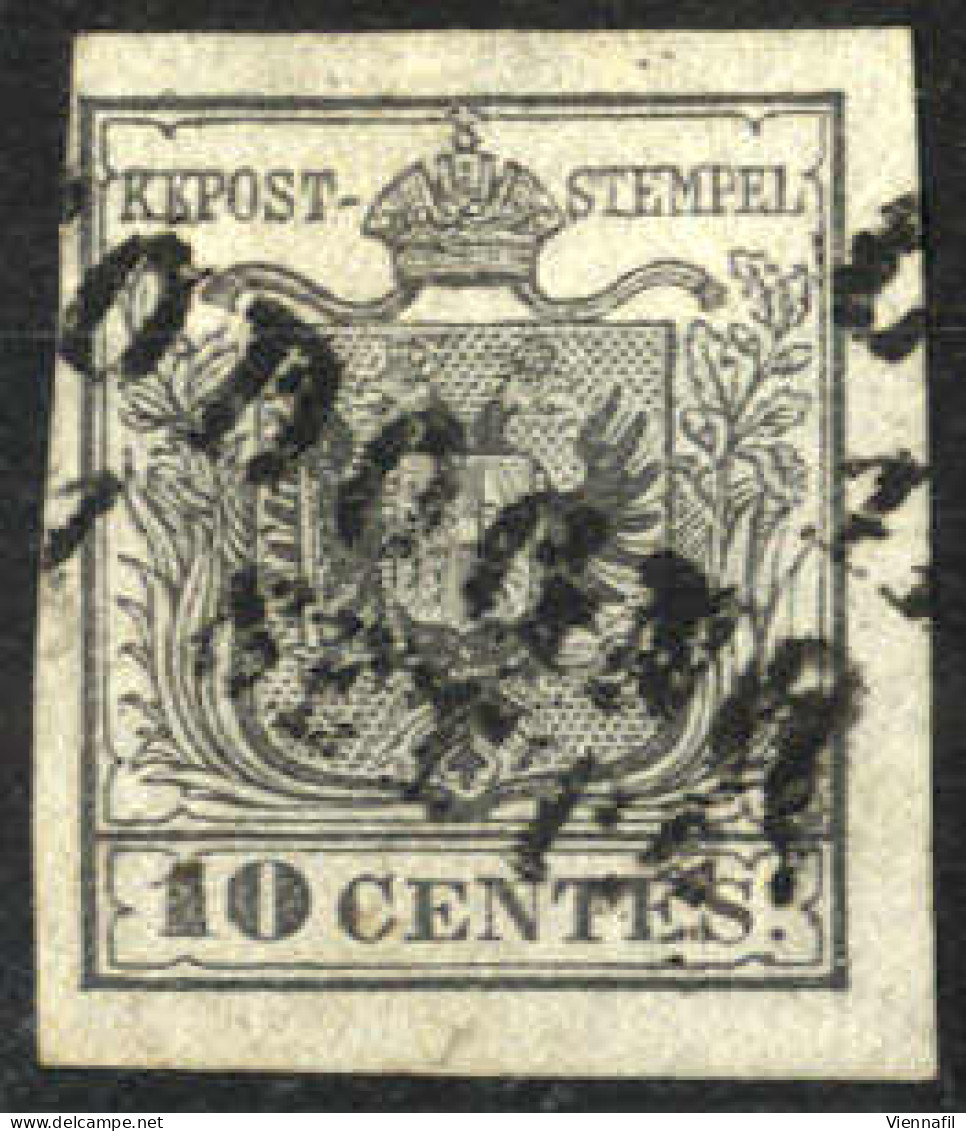 O 1850, 10 Cent. Grigio (grau), Prima Tiratura, Firm. A. Diena, Cert. Goller (Sass. Non Catalogato) - Lombardije-Venetië