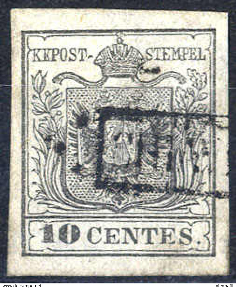 O 1850, 10 Cent. Grigio Nero, Prima Tiratura, Lusso, Cert. Steiner (Sass. 2d) - Lombardy-Venetia