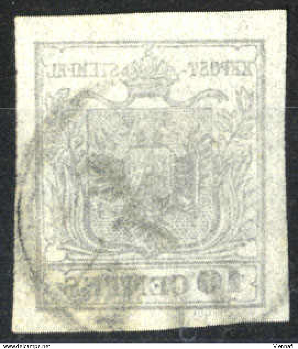 O 1850, 10 Cent. Nero, Sottotipo A, "decalco", Cert. Goller (Sass. 2f) - Lombardije-Venetië