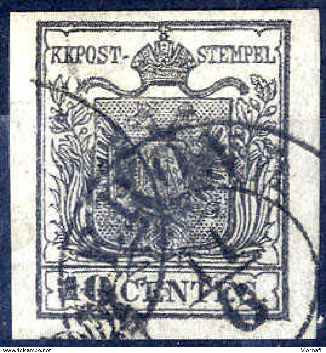 O 1850, 10 Cent. Nero, Usato A Verona, Ben Marginato (Sass. 2 / 250,-) - Lombardy-Venetia