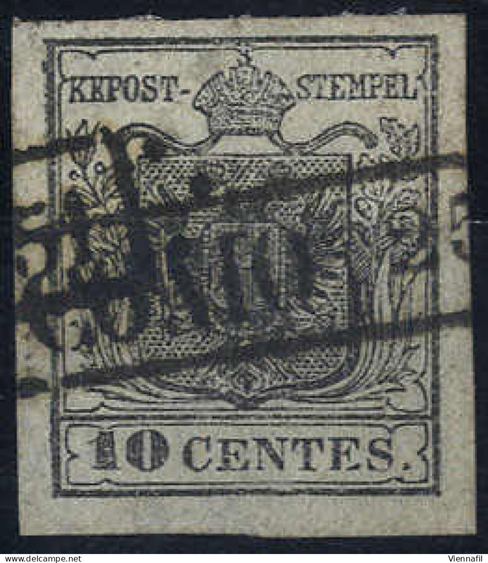 O 1850, 10 Cent. Girgio Nero, Prima Tiratura, Usato, Cert. Steiner (Sass. 2b) - Lombardije-Venetië