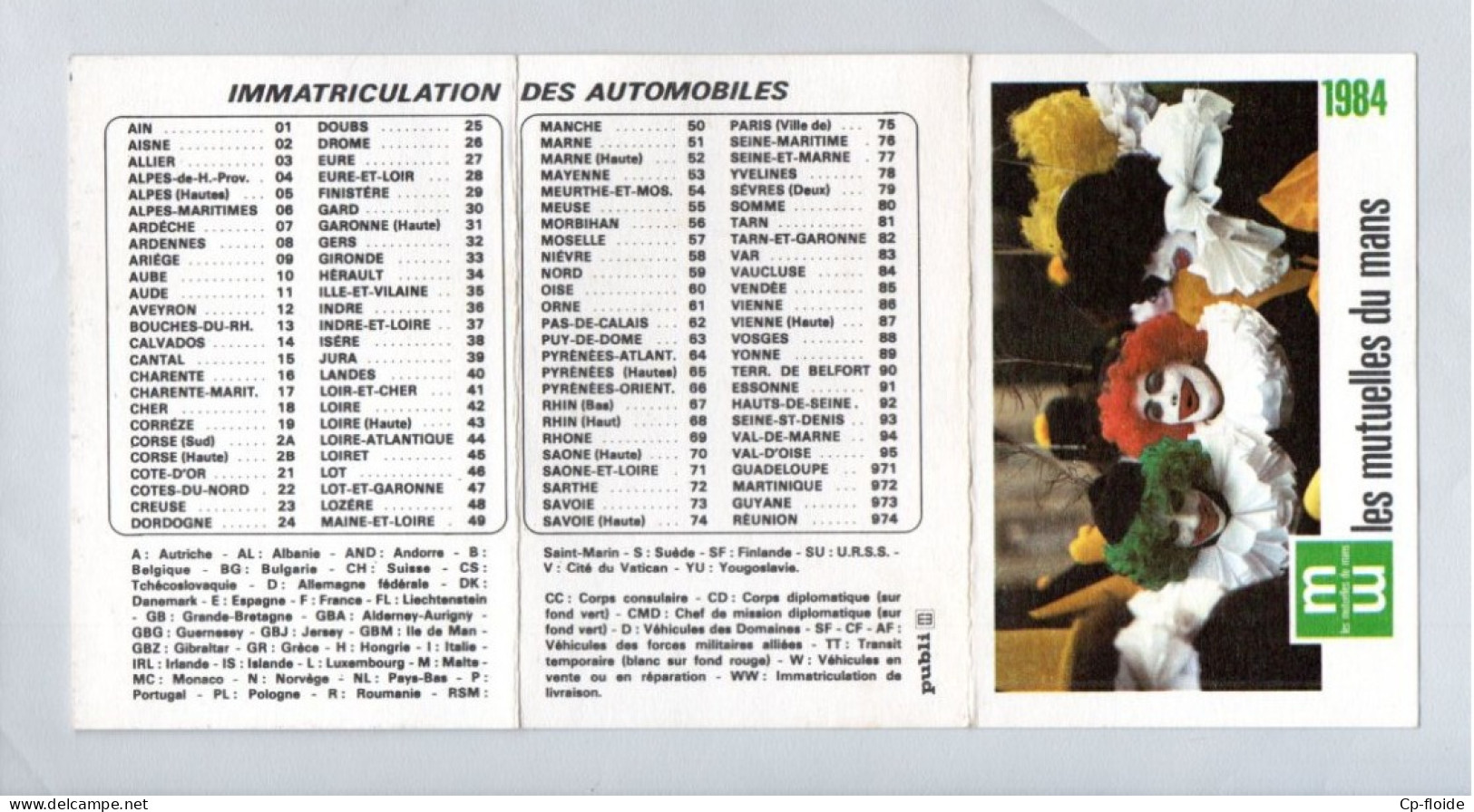 CALENDRIER . " LES MUTUELLES DU MANS " . SAINT-PIC . VILLENEUVE-SUR-LOT . IMMATRICULATION AUTOMOBILES - Réf. N°38407 - - Petit Format : 1981-90
