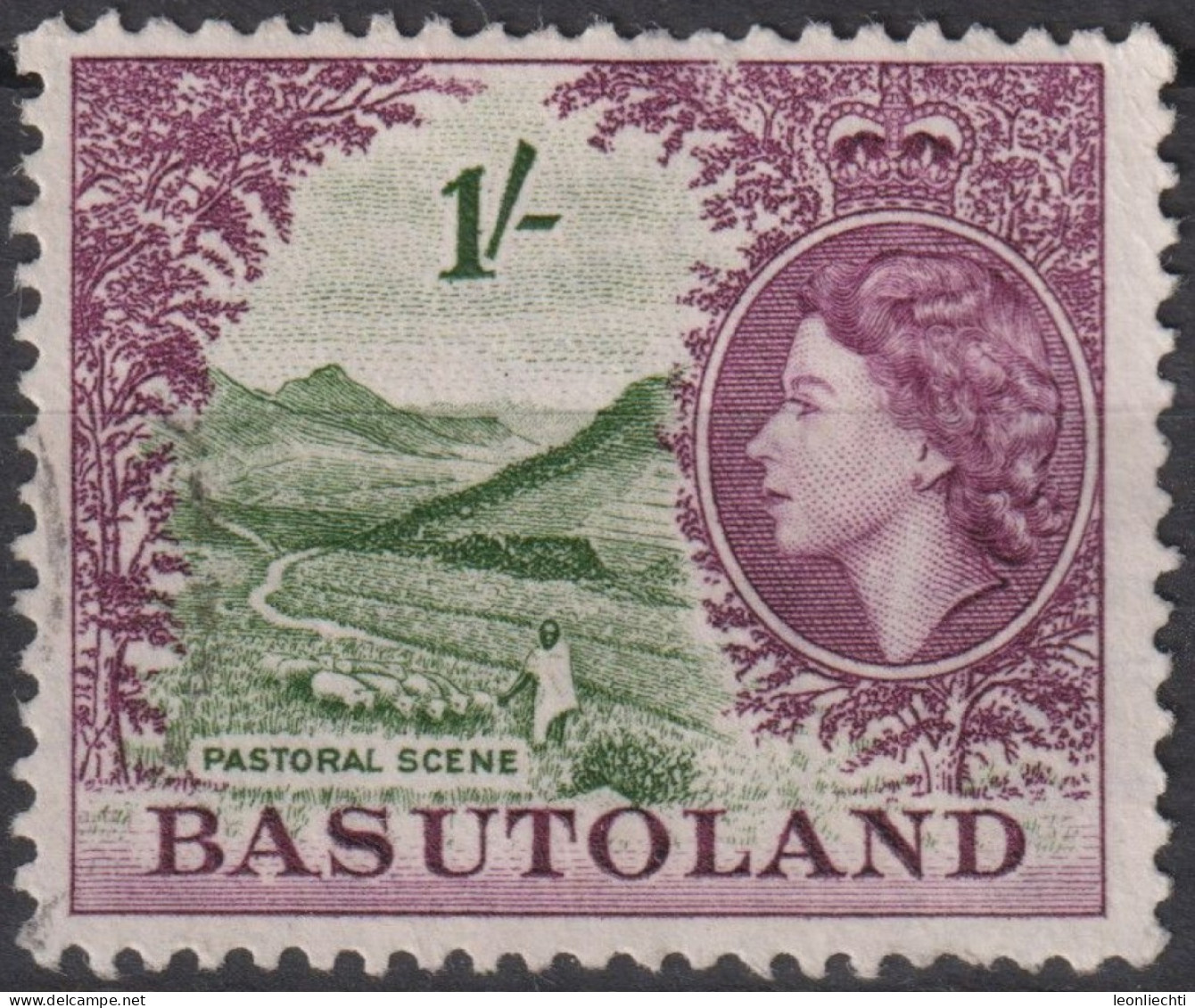 1954 Basutoland ° Mi:GB-BA 52, Sn:GB-BA 52, Yt:GB-BA 52, Pastoral Scene, Queen Elizabeth II Pictorials - 1933-1964 Crown Colony
